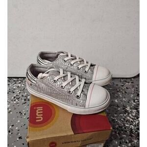 Umi Terri Sneakers‎ Silver LaceUp Crocodile EU 28 US 10.5 Metallic Modern Girl